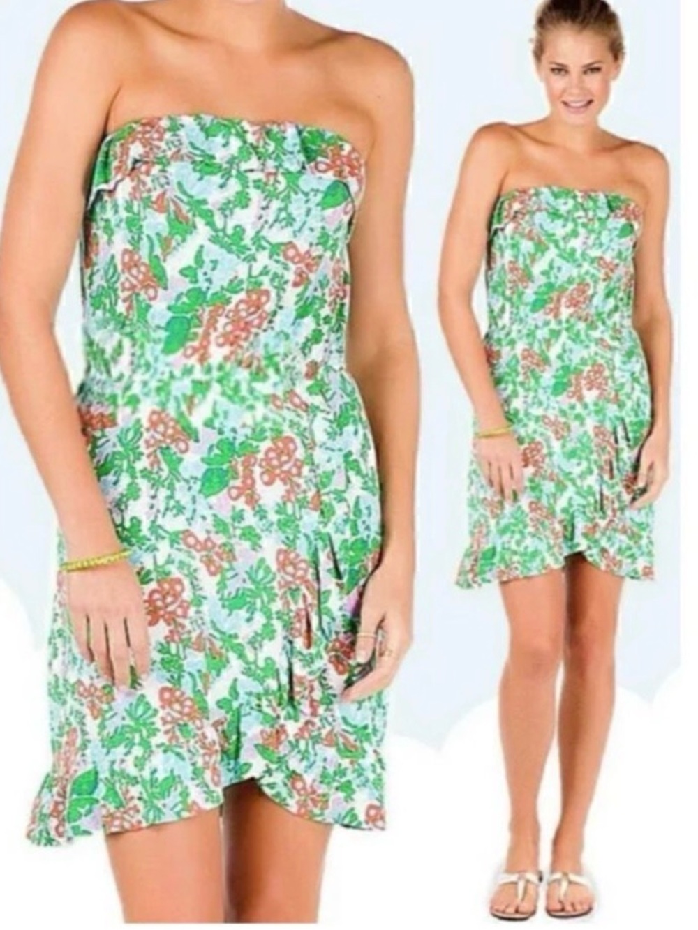 Lilly‎ Pulitzer Strapless Floral “Bee In Your Bonnet” Dress - Picture 1 of 6
